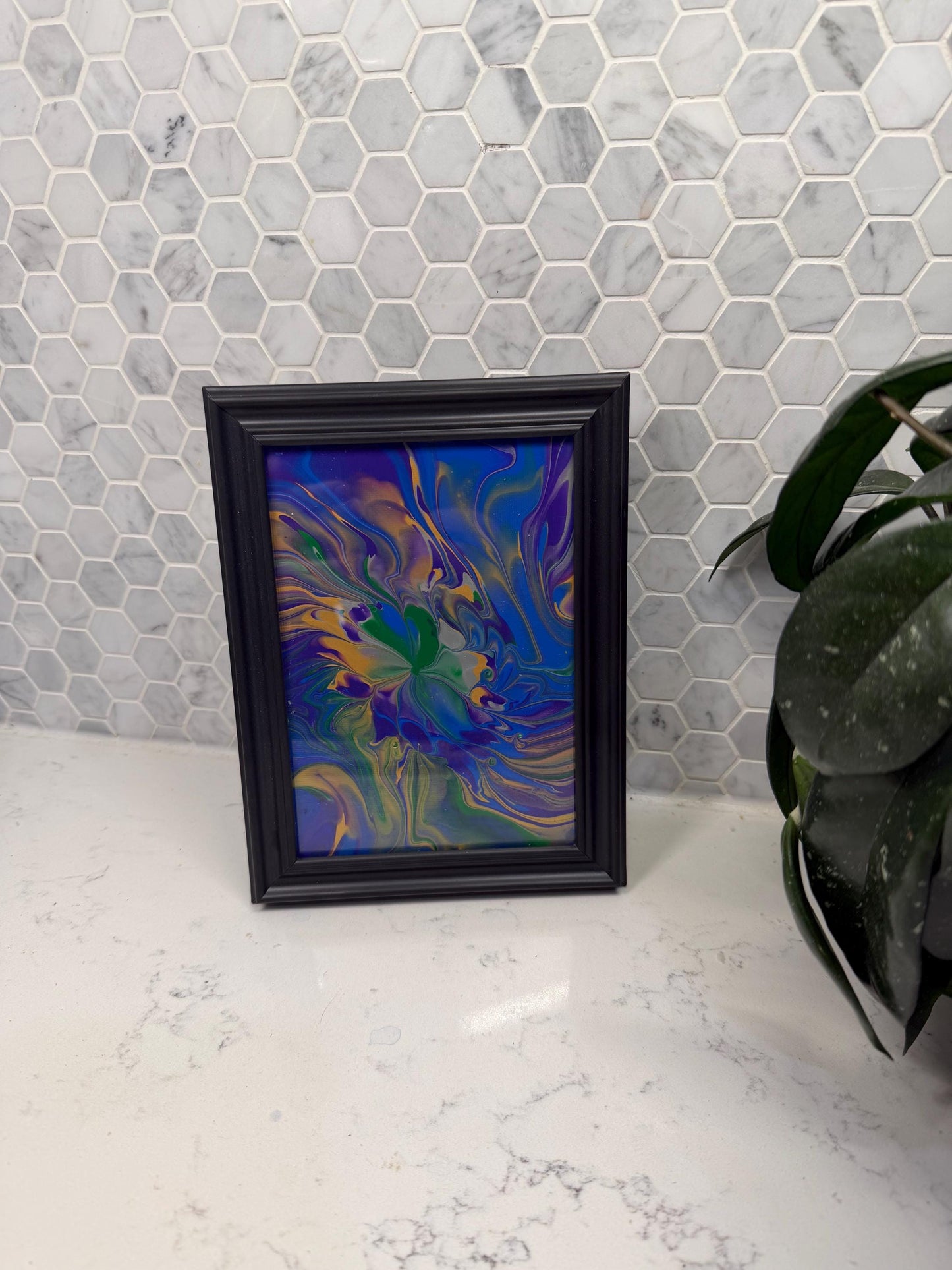 Acrylic Pour Painting - 5 x 7 Framed
