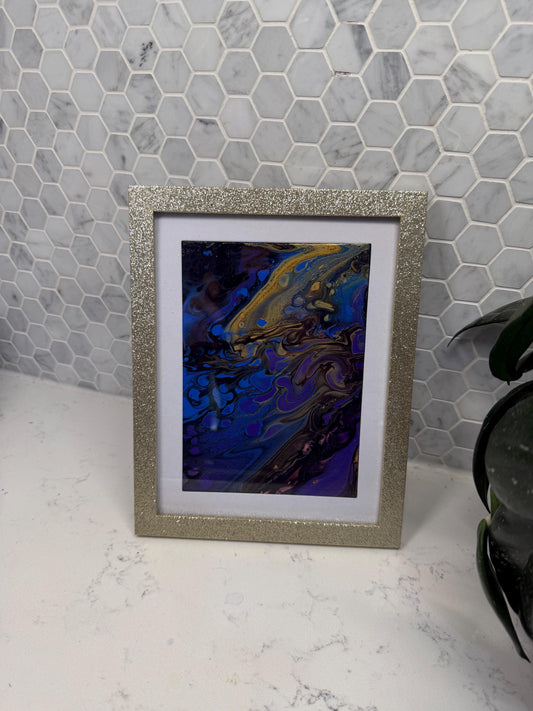 Acrylic Pour Painting - 5 x 7 Framed