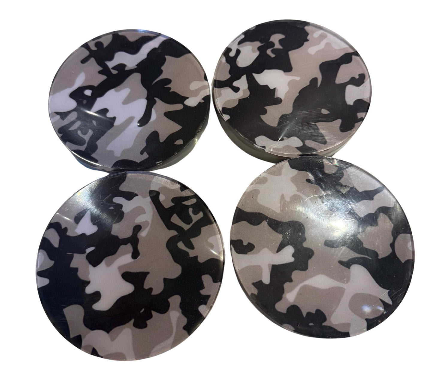 Epoxy Resin Coasters -  Round Set/5 (Heart, Camo, Coffee Bean, Stones, Wine Corks)