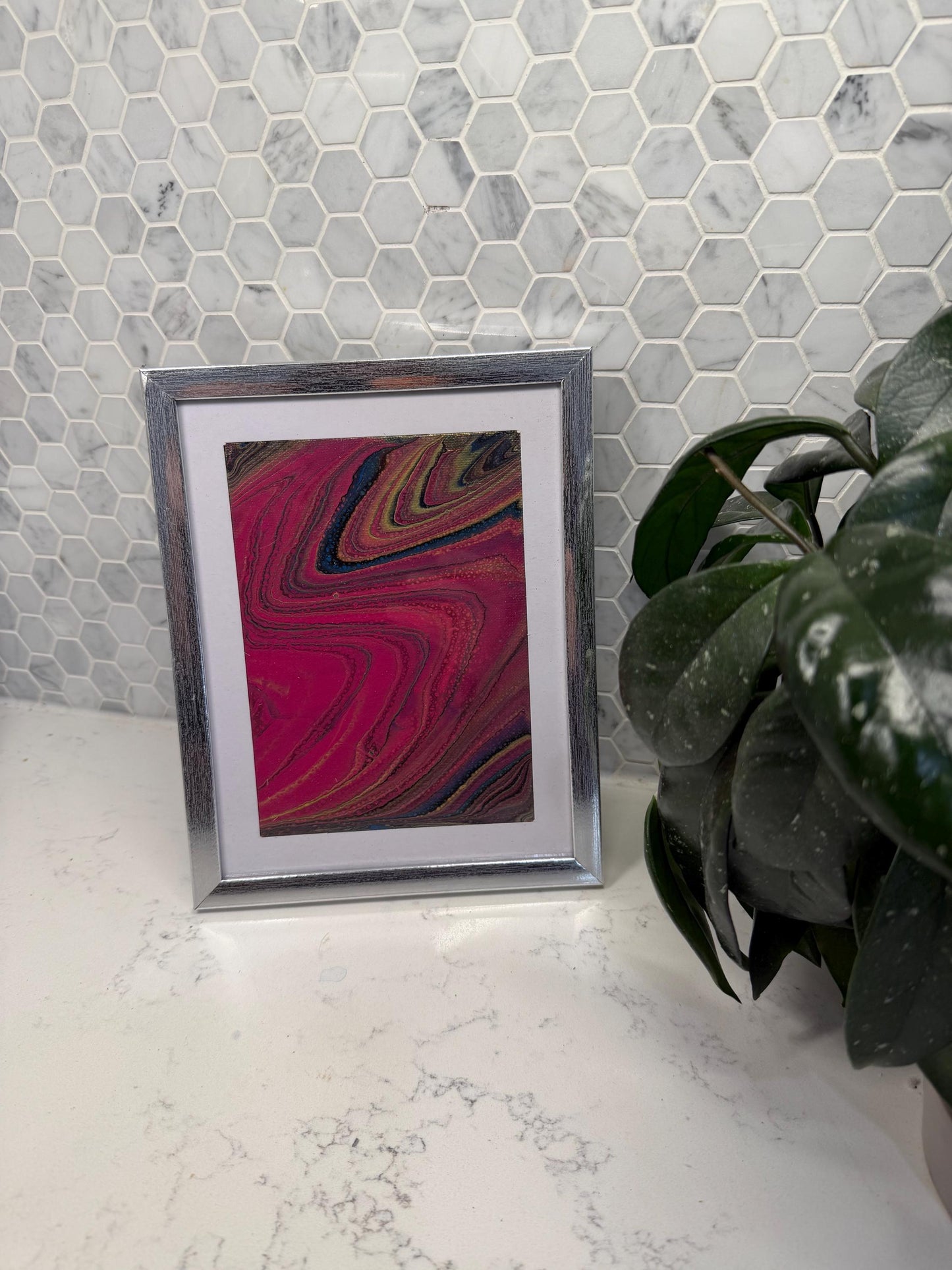 Acrylic Pour Painting - 5 x 7 Framed