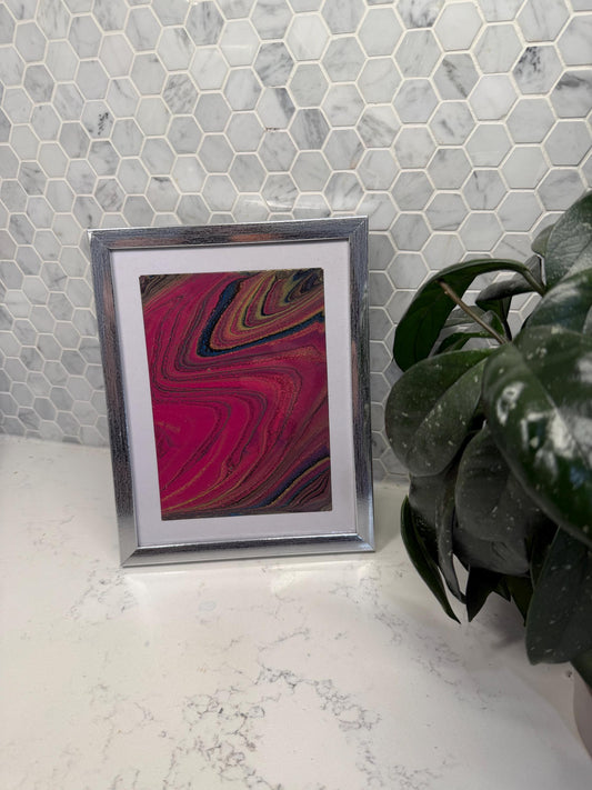 Acrylic Pour Painting - 5 x 7 Framed