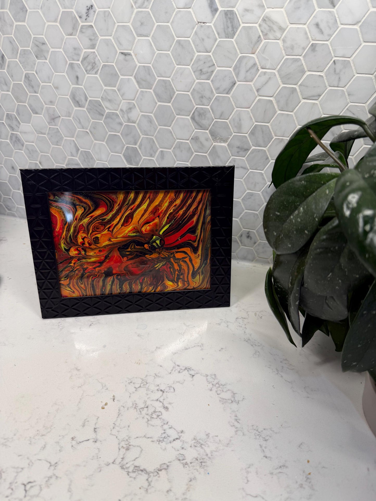 Acrylic Pour Painting - 5 x 7 Framed