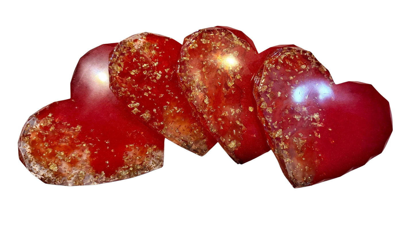 Epoxy Resin Coasters - Heart Shape - Set of 4