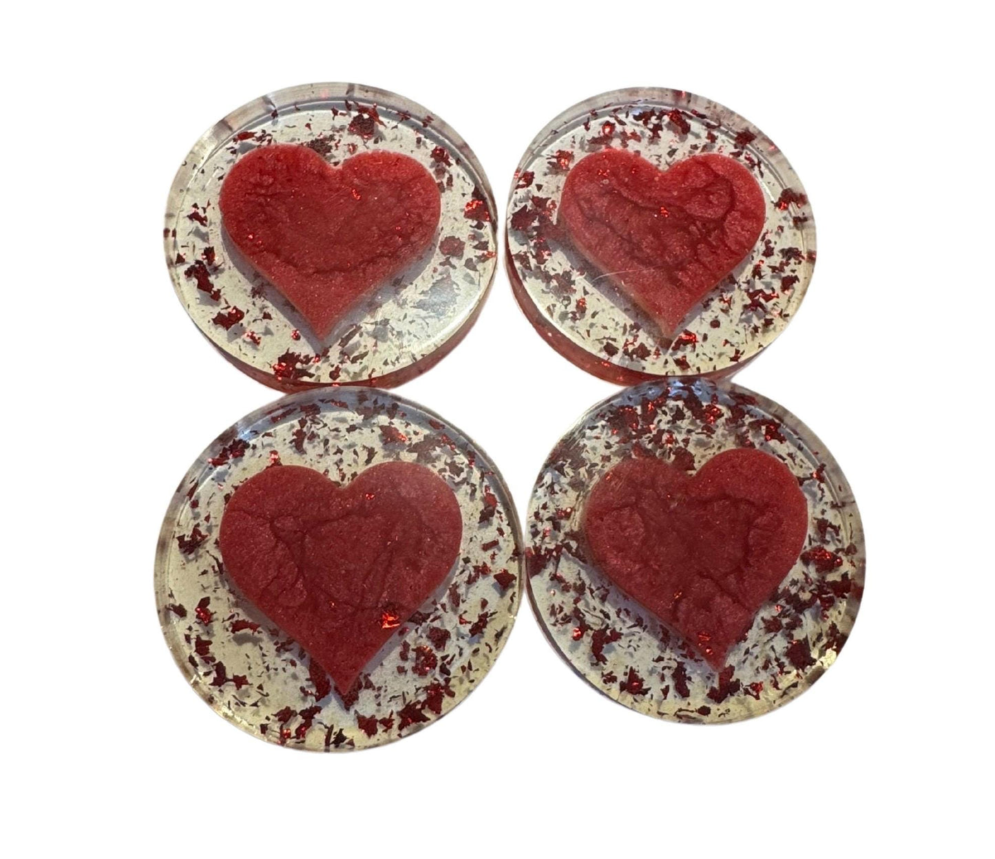 Epoxy Resin Coasters -  Round Set/5 (Heart, Camo, Coffee Bean, Stones, Wine Corks)