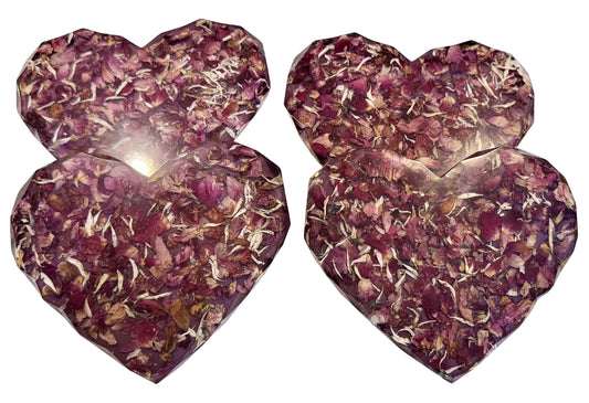 Epoxy Resin Coasters - Heart Shape - Set of 4