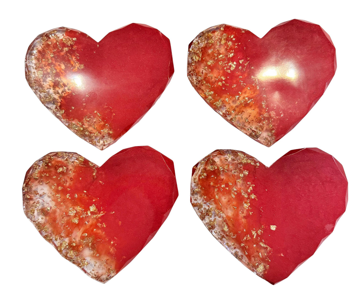 Epoxy Resin Coasters - Heart Shape - Set of 4